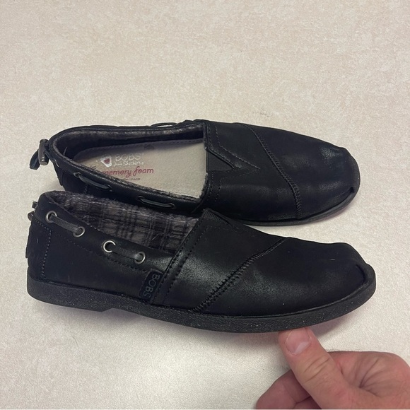 Bobs Sketchers Size 7 Black Loafer Slip On Comfort Shoes Fabric Women - Picture 5 of 8